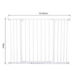 PawHut trepivärav metallist uksekaitsesulgurita reguleeritav 76-107x76cm valge hind ja info | Transportkorvid, puurid | kaup24.ee