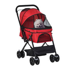 PawHut koerakäru Oxford Red 76,5x52x95cm Väikesed koerad ja kassid hind ja info | Transportkorvid, puurid | kaup24.ee