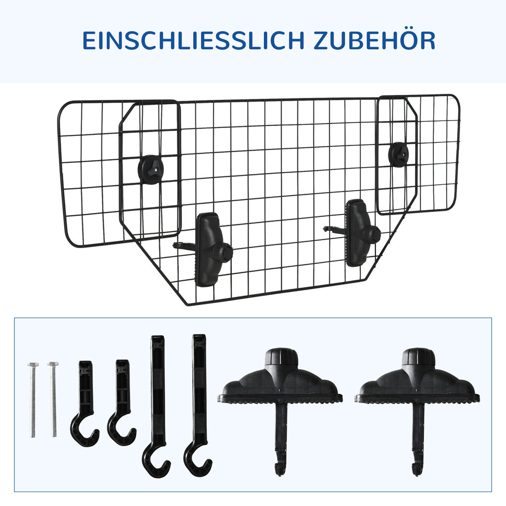 PawHut koerakaitse universaalne auto pagasiruumi kaitse, reguleeritav koerakaitse eraldaja, metallist must, (90-120)x40,5cm цена и информация | Transportkorvid, puurid | kaup24.ee