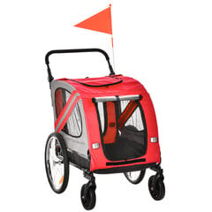 PawHut 2-in-1 koera haagis &amp; koerakäru, koerarattaga haagis, jalgrattahaagis, helkuritega, keskmise suurusega koertele kuni 20 kg, Oxfordi kangast hind ja info | Transportkorvid, puurid | kaup24.ee