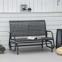 Outsunny Polyrattan Rocking Bench 2-Seater Outdoor Terrace Garden Loveseat Garden Swing with Backrest Bench Park Bench Grey 70 x 120 x 84 cm цена и информация | Скамейки | kaup24.ee