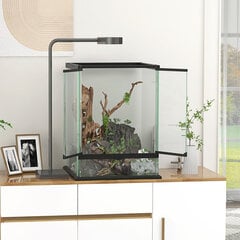 PawHut terraarium roomajate söötmiskast Põgenemisvastane ventilatsioon 120L klaasist terraarium Kaablijuhtimine kahepaiksete ämblikute metallist must 45x45x60cm hind ja info | Transportkorvid, puurid | kaup24.ee