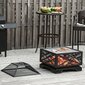 Outsunny lõkkekauss sädemekaitsega, lõkkekorv grillrestiga ja pokkeri, 2-in-1 grillgrill, metallist, must, 66x66x66cm цена и информация | Lõkkealused | kaup24.ee