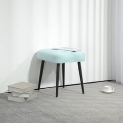 HOMCOM Footstool Seat stool Square make-up stool Footrest with cashmere look, steel legs, for living room, bedroom, light blue| Aosom цена и информация | Кресла-мешки и пуфы | kaup24.ee