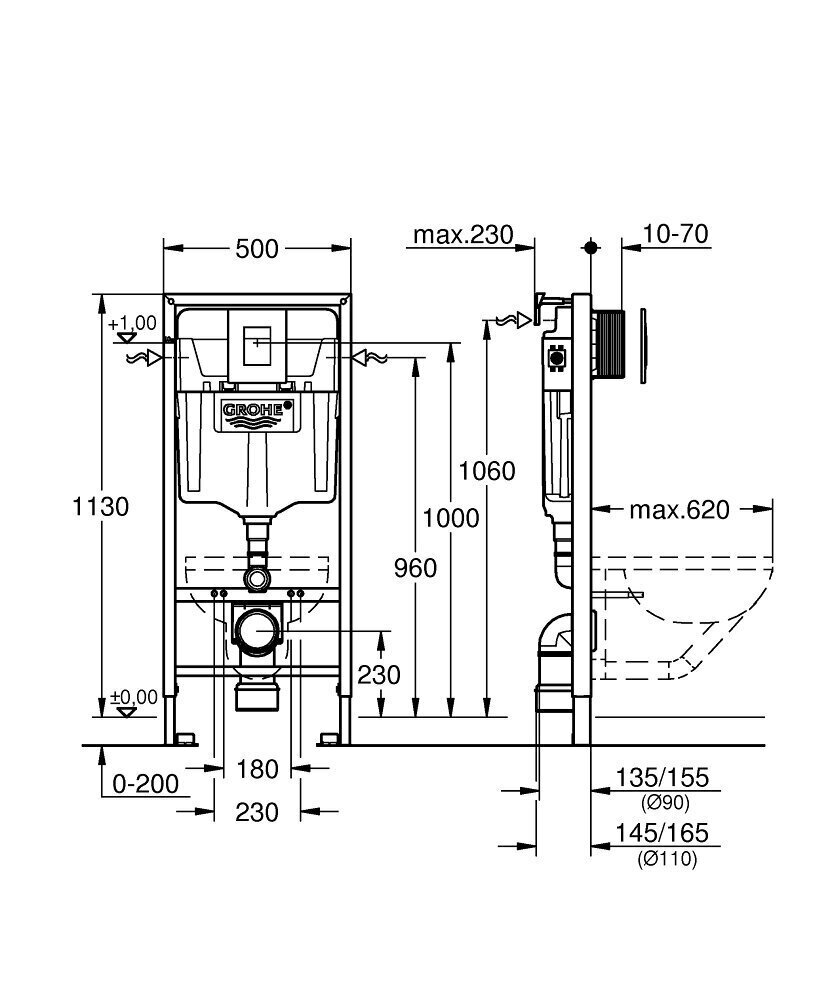 Seinale kinnitatava varjatud WC raami komplekt Grohe Rapid SL 3-in-1 hind ja info | WС-potid | kaup24.ee