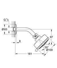 Grohe Tempesta Cosmo душевая насадка с локтем 27869001 цена и информация | Аксессуары для душа, смесителей | kaup24.ee