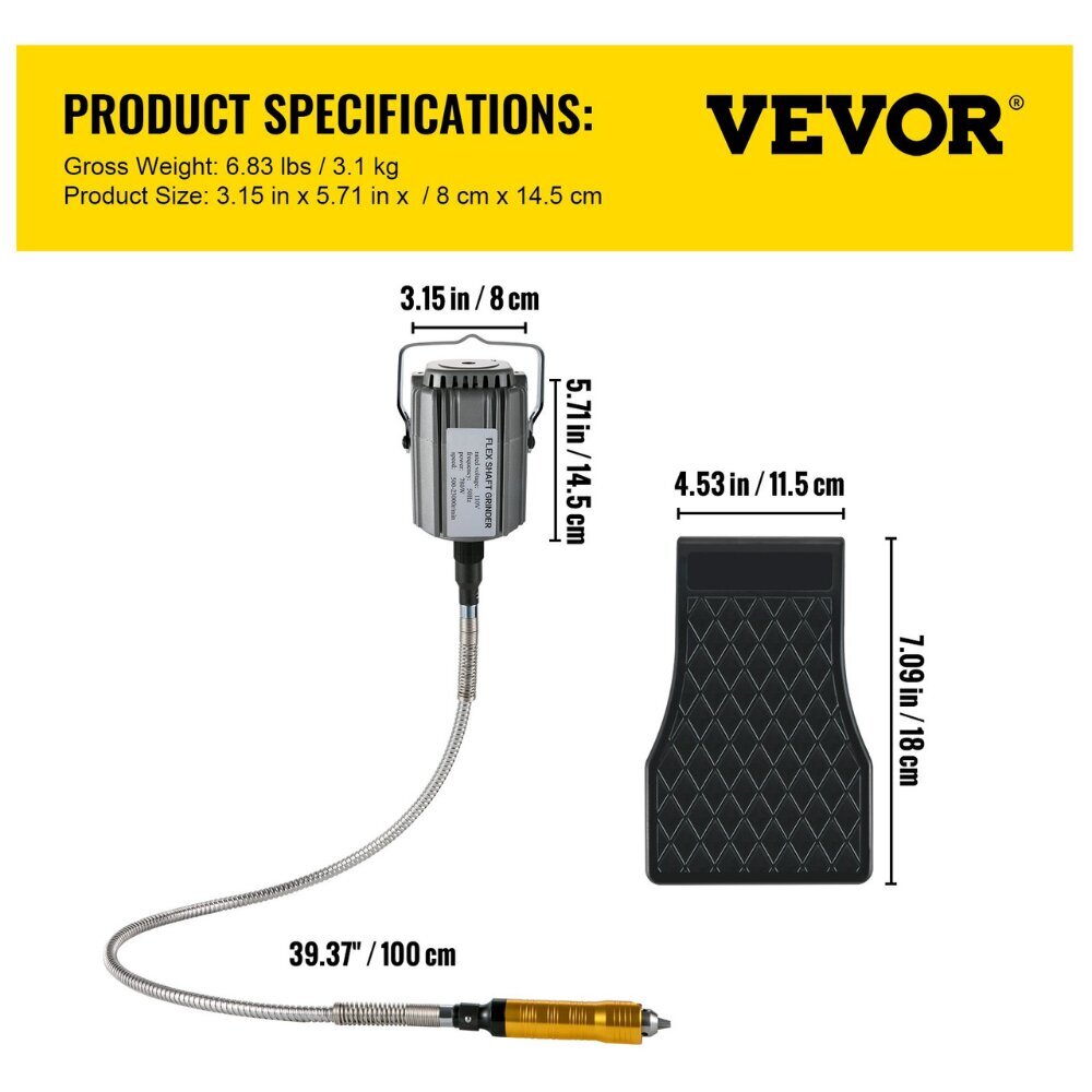 Käsitsi lihvimistööriistade komplekt Vevor, 500-23000 p/min, 780W цена и информация | Lihvmasinad ja ketaslõikurid | kaup24.ee