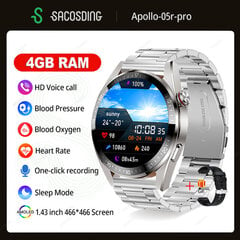 Kellad 4G RAM 466*466 ekraan SmartWatch Adult Kuvab alati kellaaega Bluetoothi ​​kõne Kohalik muusika nutikell Android iOS-i kella jaoks цена и информация | Часы | kaup24.ee