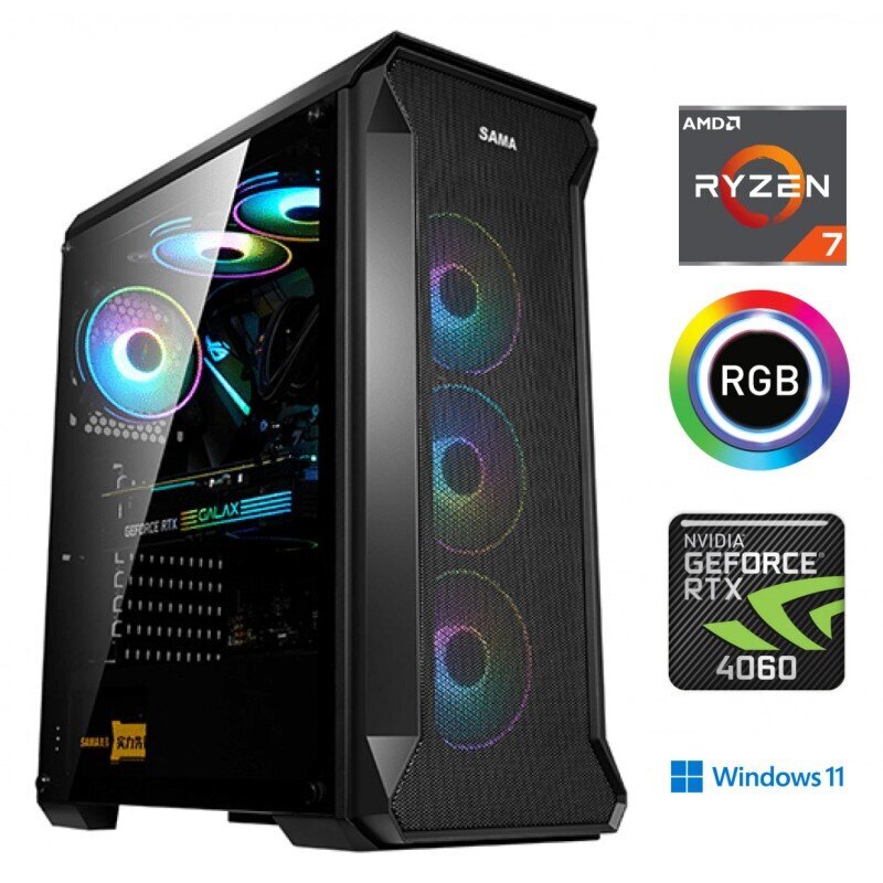 MULTI GAMING Ryzen 7 5800X 32GB 1TB SSD RTX 4060 Windows 11 цена и информация | Lauaarvutid | kaup24.ee