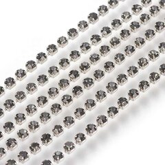 Rhinestones kett, Messing, 2.6mm, värvus: hõbe jamust teemant, umbes 240tk / 1.1m hind ja info | Ehete valmistamine, helmestamine | kaup24.ee