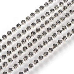 Rhinestones kett, Messing, 3.5mm, värvus: hõbe jamust teemant, umbes 240tk / 1.5m hind ja info | Ehete valmistamine, helmestamine | kaup24.ee