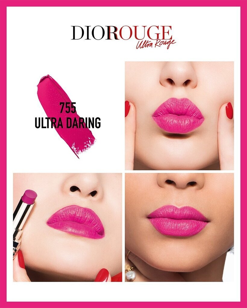 Huulepulk Dior Rouge Dior Ultra Rouge 3.2 g, 755 Ultra Daring цена и информация | Huulepulgad, -läiked, -palsamid, vaseliin | kaup24.ee