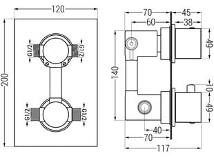 Varjatud dušikomplekt termostaadiga Mexen Cube 6in1, Rose Gold hind ja info | Komplektid ja dušipaneelid | kaup24.ee