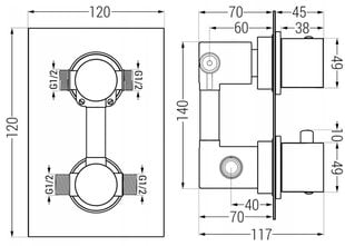 Peidetud dušikomplekt termostaadiga Mexen Cube 6in1, Rose Gold hind ja info | Komplektid ja dušipaneelid | kaup24.ee