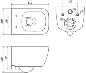 WC-pott Mexen Stella Rimless Slim Duroplast aeglaselt sulguva kaanega, Valge hind ja info | WС-potid | kaup24.ee