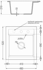 Graniidist köögivalamu Mexen Vito segisti ja sifooniga, White+Black/Chrome цена и информация | Раковины на кухню | kaup24.ee