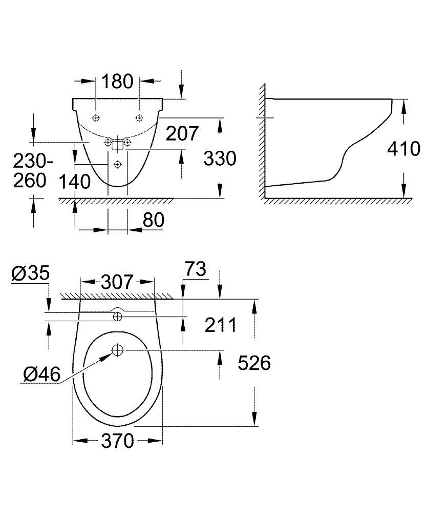 Seinale paigaldatav bidee Grohe Bau Ceramic цена и информация | Bideed | kaup24.ee