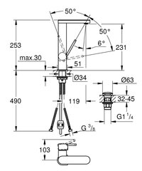 Grohe Plus однорычажный смеситель для раковины, размер L и выдвижной излив 23844003 цена и информация | Смесители | kaup24.ee