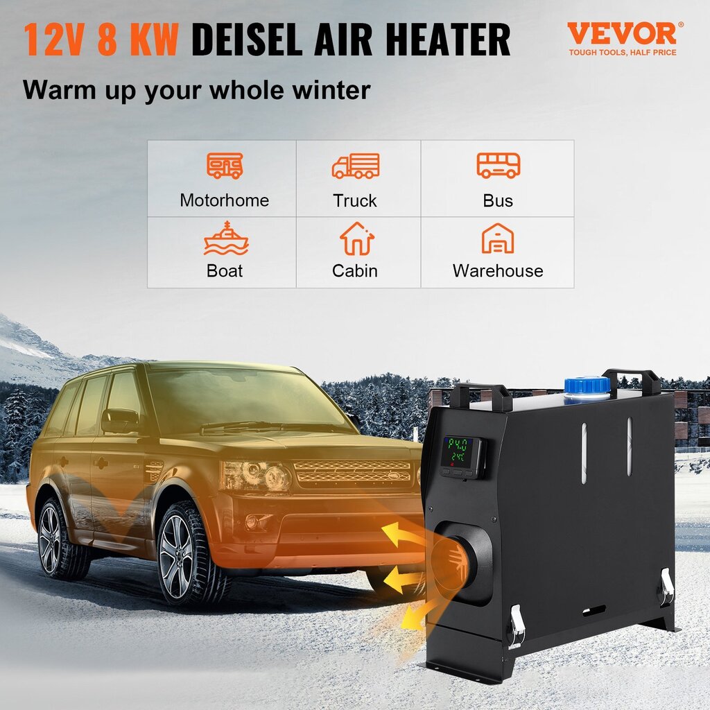 Diisel õhusoojendi 12 V Vevor CY-39, 8 kW, must hind ja info | Küttekehad | kaup24.ee