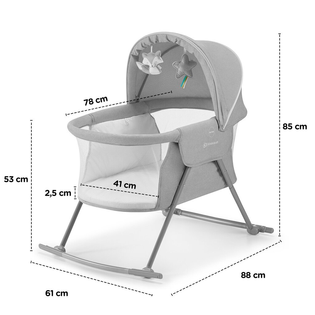 Beebivoodi-häll Kinderkraft Lovi, grey цена и информация | Reisivoodid, mänguaedikud | kaup24.ee