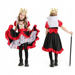 Queen of hearts kostüüm tüdruku maskeering muinasjutu karneval kostüüm m цена и информация | Карнавальные костюмы | kaup24.ee