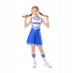 Laste cheerleader kostüüm sinine karnevali cheerleader kostüüm 140 hind ja info | Karnevali kostüümid | kaup24.ee