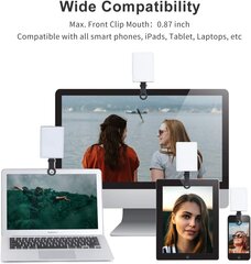 Suure võimsusega laetav videovalgusti esi- ja tagaklambriga, 3 reguleeritavat valgustusrežiimi mobiiltelefoni, iPhone'i, Androidi, iPadi, sülearvuti jaoks hind ja info | Ilutoodete lisatarvikud | kaup24.ee