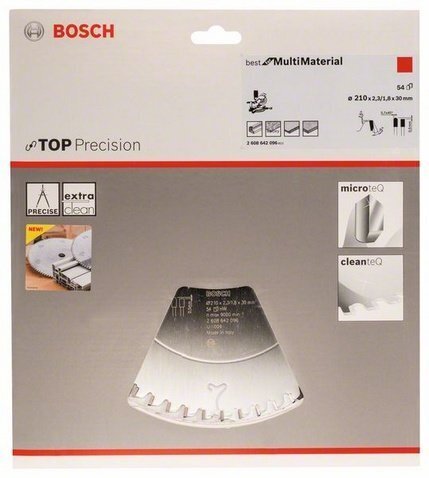 Lõikeketas Bosch Top Precision Best for Multi Material 210 x 30mm (2608642096) hind ja info | Aiatööriistade lisatarvikud | kaup24.ee