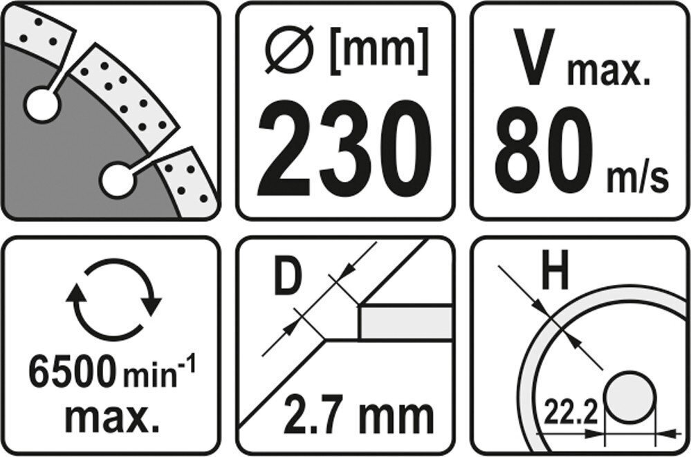 Teemantketas Yato 230x2,7x22,2mm (YT-6005), segment цена и информация | Lihvmasinad ja ketaslõikurid | kaup24.ee