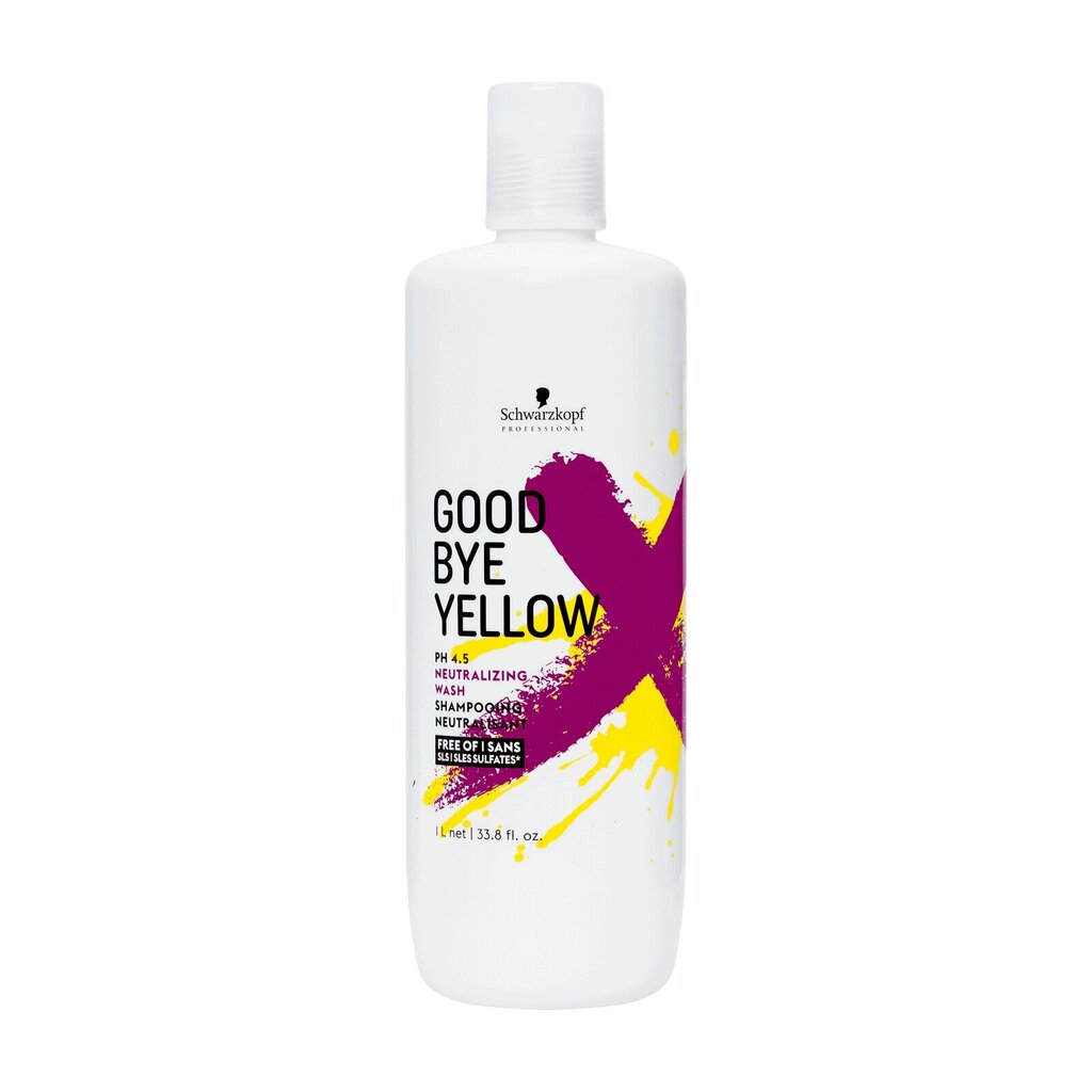 Kollast juuksetooni neutraliseeriv šampoon Schwarzkopf Professional Good Bye Yellow 1000 ml hind ja info | Šampoonid | kaup24.ee