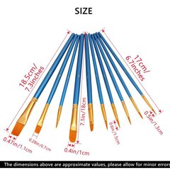 20 шт. нейлоновых кистей для художников и начинающих, подходят для акриловой живописи, водопорошковой живописи, акварельной живописи, искусства цена и информация | Принадлежности для рисования, лепки | kaup24.ee