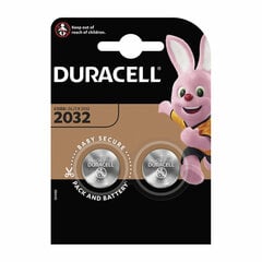 'Plaadi liitiumakud DURACELL CR2032 3 V 2 tk.' hind ja info | Patareid | kaup24.ee