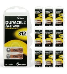 DURACELL ACTIVAIR elemendid kuuldeaparaatidele 312 PR41 60 tk. hind ja info | Patareid | kaup24.ee