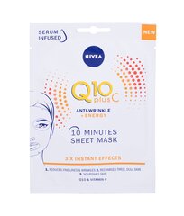 Листовая маска для лица Nivea Q10 plus C Anti-wrincle + Energy, 1 шт. цена и информация | Маски для лица, патчи для глаз | kaup24.ee