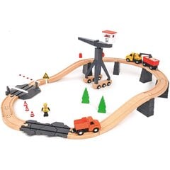 Puidust ehitusmasinate rada autodega Tooky Toy L-TH682, erinevad värvid, 35 tk цена и информация | Игрушки для мальчиков | kaup24.ee