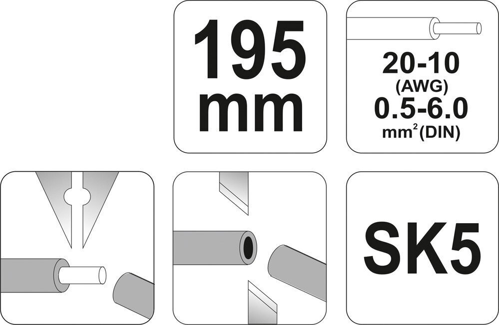 Automaatne isolatsiooni eemaldaja Yato 195mm 0,5-6.0mm YT-2275 hind ja info | Käsitööriistad | kaup24.ee