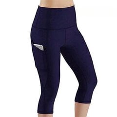 Naiste Casual High Waist Skinny Fitness Exercise Middle Leggings koos taskutegaYoga Püksid hind ja info | Naiste püksid | kaup24.ee