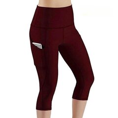 Naiste Casual High Waist Skinny Fitness Exercise Middle Leggings koos taskutegaYoga Püksid hind ja info | Naiste püksid | kaup24.ee