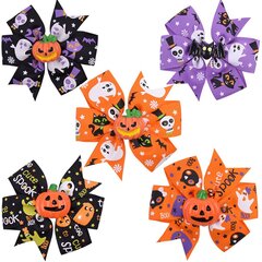 Halloweeni Jack-O'-Lantern Bow juukseklambrid, 5 tükki hind ja info | Juukseharjad, kammid, juuksuri käärid | kaup24.ee