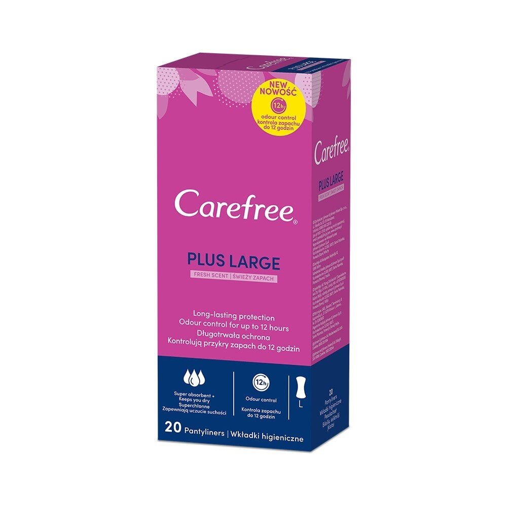 CAREFREE Large Fresh pesukaitsmed, 20 tk. цена и информация | Tampoonid, hügieenisidemed, menstruaalanumad | kaup24.ee