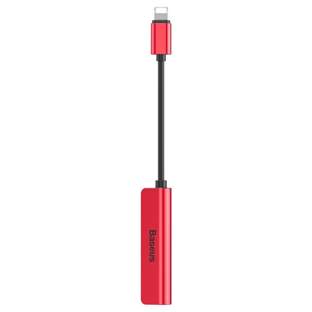 Baseus 3-in-1 iP Male to Dual iP & 3.5mm Female adapter, Punane цена и информация | USB jagajad, adapterid | kaup24.ee