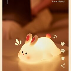 Big Face Rabbit Light LED Партатыўны акумулятарны Bunny Lamp Night Light для дзіцячага пакоя USB Dimmabl цена и информация | Настольные лампы | kaup24.ee