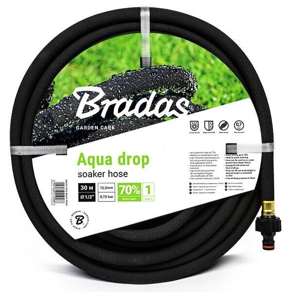 Poorne kastmisvoolik Bradas Aqua-Drop 1/2" 7,5m цена и информация | Kastekannud, voolikud, niisutus | kaup24.ee