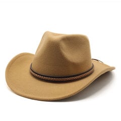 Winter Roll Up Brim Western Cowboy müts Nahast Retro Gentleman Lady Jazz Cowgirl Cap Church Sombrero mütsid hind ja info | Meeste sallid, mütsid ja kindad | kaup24.ee