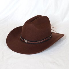 Vintage Western Cowboy müts meeste härrasmeestele Lady Jazz Cowgirl nahast laia äärega Cloche Church Sombrero Hombre mütsid hind ja info | Meeste sallid, mütsid ja kindad | kaup24.ee