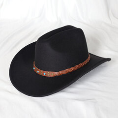 Vintage Western Cowboy müts meeste härrasmeestele Lady Jazz Cowgirl nahast laia äärega Cloche Church Sombrero Hombre mütsid hind ja info | Meeste sallid, mütsid ja kindad | kaup24.ee