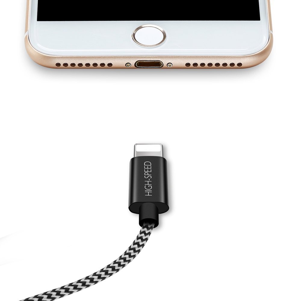 Dux Ducis K-ONE Seeria USB / Lightning 2.1A 1m kaabel, Must hind ja info | Mobiiltelefonide kaablid | kaup24.ee