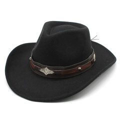 Western Cowboy Müts Meestele Moevöö Härrasmees La Cowgirl Jazz Cap Church Fedoras Mütsid gorros hombre hind ja info | Meeste sallid, mütsid ja kindad | kaup24.ee