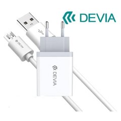 Сетевая зарядка Devia Smart, microUSB, 2.1A, белая цена и информация | Зарядные устройства для телефонов | kaup24.ee