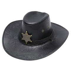 Retro Sheriff Cap Western Cowboy Hat Meeste päikesekaitsekreem koos tuuleköiega päikesevarju müts Ratsutamine Turismi Välismägironimismüts цена и информация | Мужские шарфы, шапки, перчатки | kaup24.ee